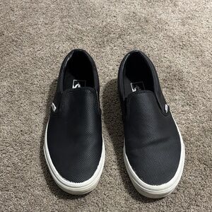 Vans Black Slip-On Sneakers with White Sole